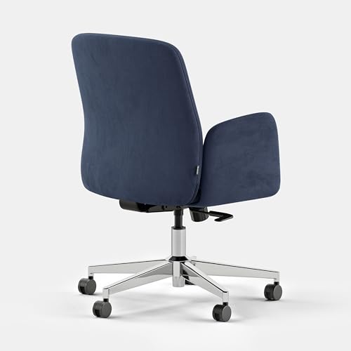 Image of Branch Softside Mid Century Modern Office Chair | Removable Arms with Luxury Cloud-Like Comfort, Adjustable Height, Integrated Lumbar Support, Velvet Fabric, Indigo