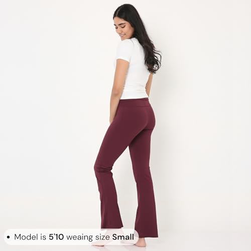 Image of Terractive Cuddle Flares for Women | TerraSoft Ultra Soft, Super Stretchy & Sweat-Wicking Flare Pants | High-Waist Tummy Tuck Workout & Lounge Pants
