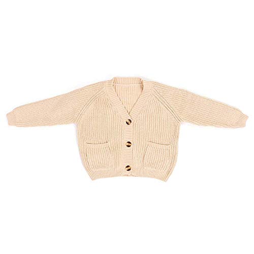 Toddler Boys Girls Wool Knit Cardigan Sweater Coat Jackets Fall Winter V-Neck Unisex Outer Clothing (Off-White, 12-18 Months)