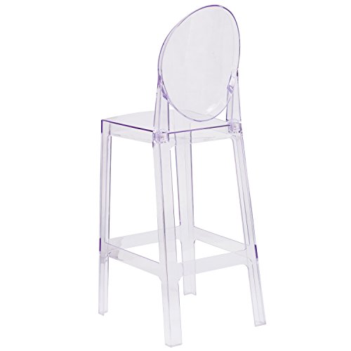 Flash Furniture Butaco Ghost con Respaldo Ovalado en Cristal Transparente miniatura 5