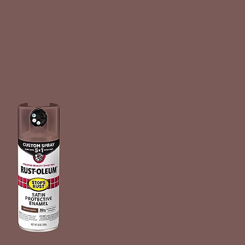 Image of Rust-Oleum Stops Rust Custom 5-in-1 Spray Paint, Satin Chestnut Brown | Rust Preventive Enamel, Multi Surface (Metal, Wood and More), Adjustable Dial for Better Control, Fast Dry, Comfort Tip