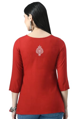Image of QAZMI Women's Cotton Straight Embroidered Kurti