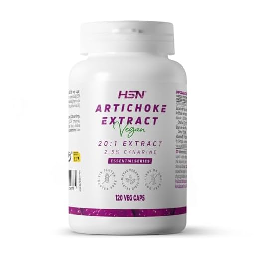 HSN Alcachofa 30000mg - Cynara scolymus - (2,5% Cinarina) por dosis diaria | 120 Cápsulas Vegetales | Extracto hoja de Alcachofa 20x Veces Más Concentrado | No-GMO, Vegano, Sin Gluten