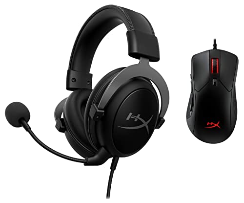 Image of HyperX Cloud II Gaming Wired On Ear Headphones with Mic for PC,Xbox One,PS4 - Gun Metal & Pulsefire Raid RGB USB 2.0 Gaming Mouse with Optical DPI Adjustable Omron Switch for Gamers - Black