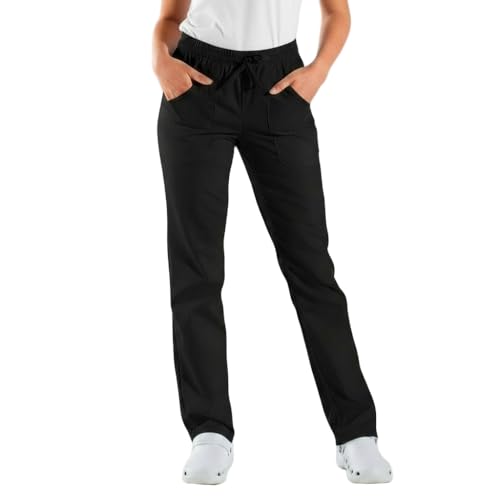 Pantalons de Travail, pour Cuisinier, Cuisine, Pizzaiolo, Boulanger, Infirmière, Pâtissier, Alimentaire, Unisexe, 100% Fabriqué en Italie, Noir , L