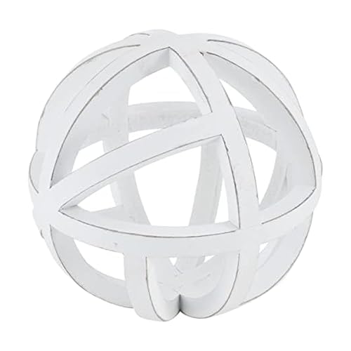 Elements 7.68 Inch White MDF Open Weave Decorative Orb