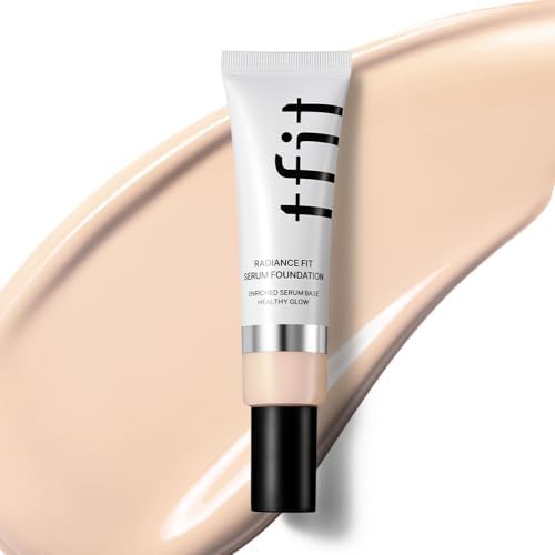 TFIT Radiance Fit Serum Foundation - Flawless Coverage, Dewy finish, Long-lasting, Lightweight, Korean Makeup,1.05 Oz. (C01 Porcelain, 1.05 Oz.)