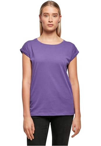 Build Your Brand Damen T-Shirt Ladies Extended Shoulder Tee, lang geschnittenes T-Shirt für Frauen, Baumwolle, Ultraviolet, L