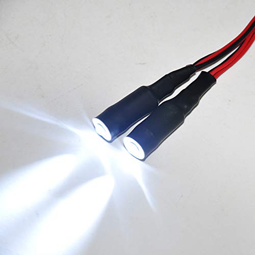 QUE-T 10mm 2 LEDs Angel Eyes & Demon Eyes LED Headlight/Back Light for 1:10 RC Model Crawler Cars(Full White, 10mm)