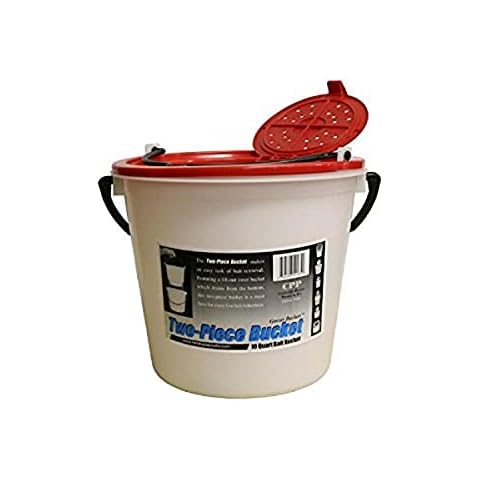Challenge Plastics 50165 10 Quart Bait Bucket-2 Piece, White/Red Cover