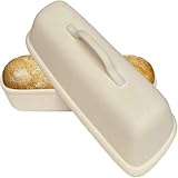 Sassafras Superstone® Covered Bread Baker with Lid - Bisque Glazed Exterior and Unglazed Interior Stoneware Bakeware - Bakes an Artisan Italian Bread with Crusty Crust and a Light Crumb