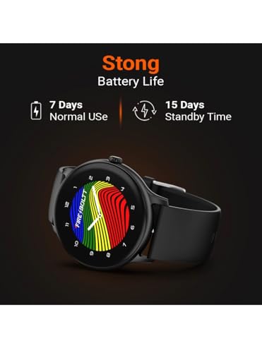 Image of Smart Watch with Bluetooth Calling, Digital Dialer, Round Display, Black and Grey Straps