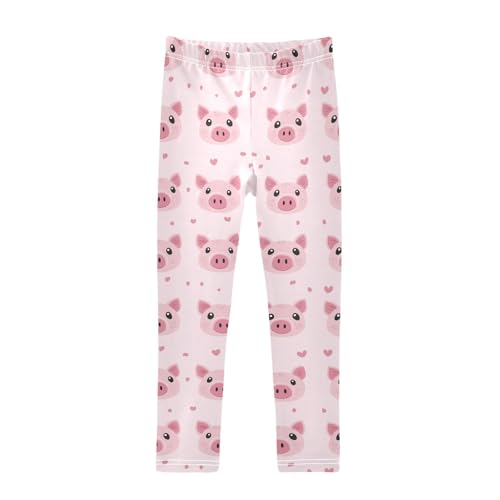 Wusikd Cute Piglet Girls' Leggings Toddler Doodles Pink Kids Yoga Pants Dance Active Tights 4T