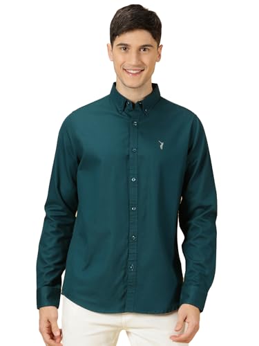 Image of Thomas Scott Men's Cricket Club Collection Classic Regular Fit Twill Shirt | 100% Cotton Long Sleeve Solid Shirt with Button Down Collar (Available in Plus Size)