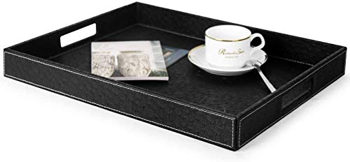 image for HofferRuffer Ostrich Faux Leather Rectangular Decorative Serving Tray 