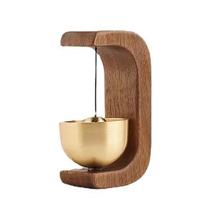 NIYANETAIL Wooden Door Chime with Brass Bell | Beech Wood Dopamine Doorbell for Home & Shop | Magnetic Self-Adhesive Bell | Acoustic Entry Chime | Housewarming & Shopkeeper Gift