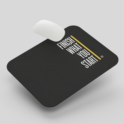 Image of ELIFF Finish What You Start Mouse Pad, 190x230mm, 3mm Thick, Anti-Slip, Minimalist Black, for Office, Study, and Gaming