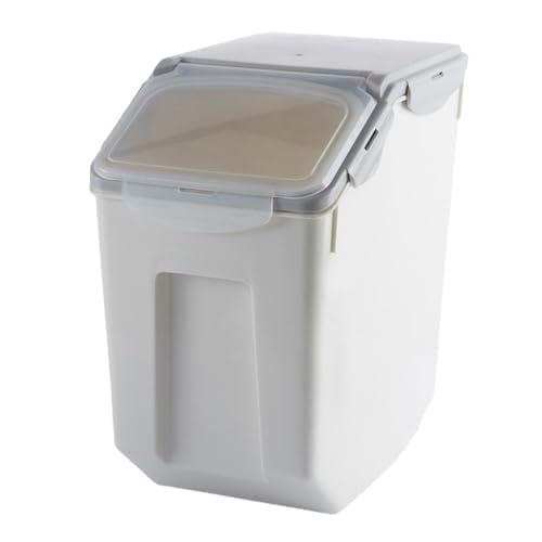 Rice Storage Container, Airtight 10KG Large-Capacity Bin for Rice, Grain & Flour – Stackable, Easy Access | SILJIATING (Gray (15KG))