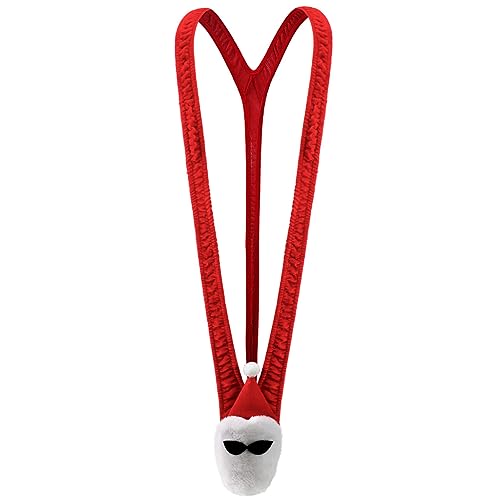 NewBull Sexy Unterwäsche für Männer Roter Samt Weihnachten Mankini Klassisch Borat Kostüm Tief V-Förmig Sling Weihnachtsmann Cosplay Herren...