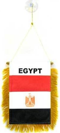AZ FLAG - Egypt Mini Banner - 6'' x 4'' - 100% Polyester Egyptian Small Pennant for Car - Double-sided Flag with Suction Cup Hanger
