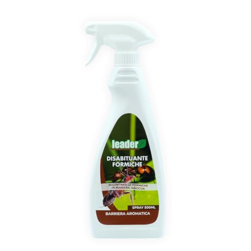 LEADER, Disabituante Formiche, Azione Repellente, Barriera Aromatica Innocua, A Base di Oli Essenziali, Uso Esterno, In Prossimità di Casa e Giardino, Piante e Tabbeti Erbosi, Formato Spray 500ml