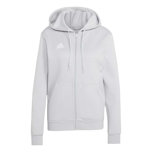 adidas Femme Entrada26 Full Zip Hoodie Sweatshirt, Team Light Grey/White, M