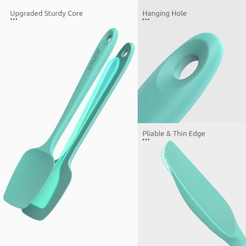 Image of U-Taste Silicone Cooking Spoon Spatula: 600ºF Heat Resistant BPA-Free Flexible Rubber Spoonula, Nonstick Mixing Scooping Kitchen Baking Scraper Utensils Set of 3 for Pan, Pot, Bowl (Colorful)