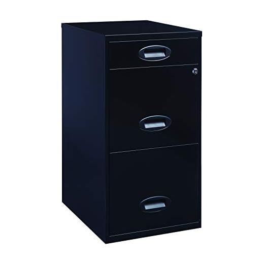 Office Dimensions 18" Deep 3 Drawer Metal Organizer File Cabinet with Oval Handles, Black