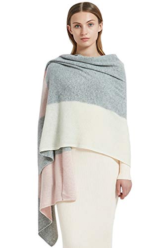 women scarves 100% cashmere scarf wraps& shawls blanket Pashmina extra large constrast color (grey& pink)