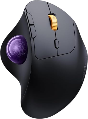 Image of ProtoArc Wireless Trackball Mouse, EM04 Ergonomic Bluetooth Rollerball Mouse Rechargeable Computer Laptop Mouse, 3 Device Connection, Compatible with PC, iPad, Mac, Windows-Violet Ball