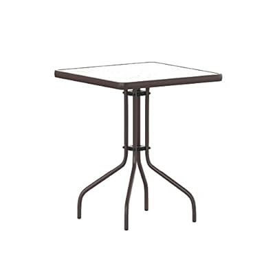 Flash Furniture Barker 23.5'' Square Tempered Glass Metal Table, Bronze