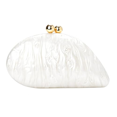 Image of Acrylic Shell Shaped Bag Luxury Marble Clutch Evening Purses for Women Glitter Handbag for Wedding Cocktail Party Prom