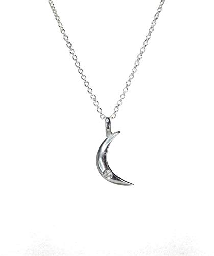 Dainty Silver Crescent Moon Pendant 