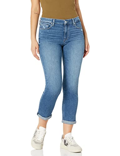 PAIGE Women's Brigitte Mid Rise Tailored Boyfriend Fit in Eiffel Distressed