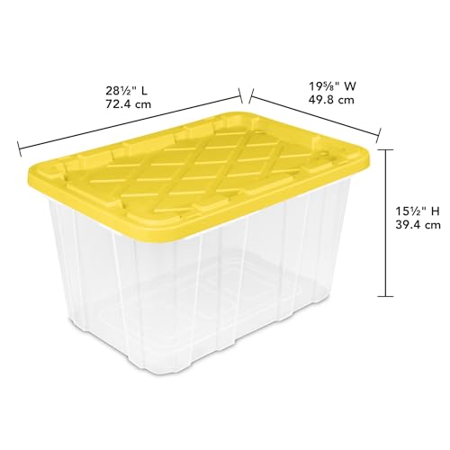Image of Storage Tote 27 Gallon Clear Industrial Bin with Lid 4 Pack.