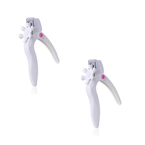 2020 Updated Acrylic Nail Clipper Nails Cutter, Stainless Steel Nail Art Cuticle Edge Clipper, U-shaped Nail Clippers for Thick Nails, False Nail Clipper Cutter, Artificial Nail Trimmer (White-2 PCS)