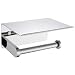 APLusee Toilet Paper Holder with Phone Shelf Polished Chrome, SUS 304 Stainless Steel Bathroom Accessories Tissue Roll Dispenser Storage Wall Mounted