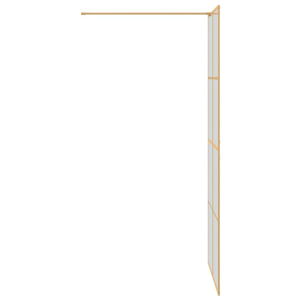 IKAYAA Mampara Ducha Fija 90 x 195 cm Panel Pantalla Fijo Ducha de Vidrio ESG - Mamparas de Ducha Fija con Cristal Templado 5 mm - Mampara Fija Dorado