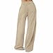 Wide Leg Sweatpants Women Tall Elastic Waist Baggy Sweat Pants Casual Straight Athletic Joggers Cotton Workout Track Pant with Pockets Trendy Fashion Open Bottom Trousers Cute Khaki