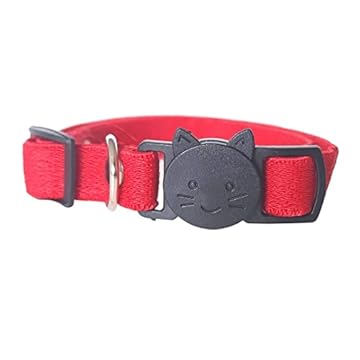 Coleira Elástica Para Gatos Regulável com Fecho Anti Enforcamento (VERMELHO)