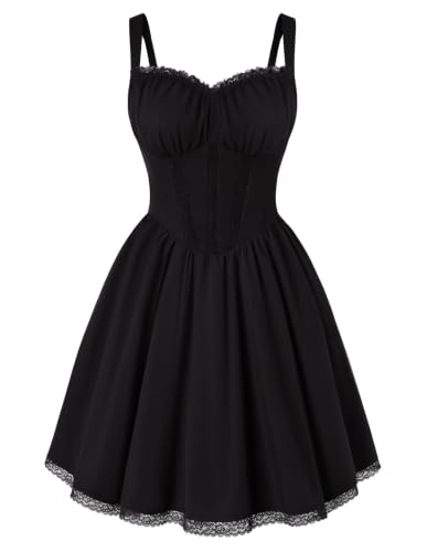 Scarlet Darkness Lace Corset Mini Dress with Pocket Women Teens Grad Outfit - image 1