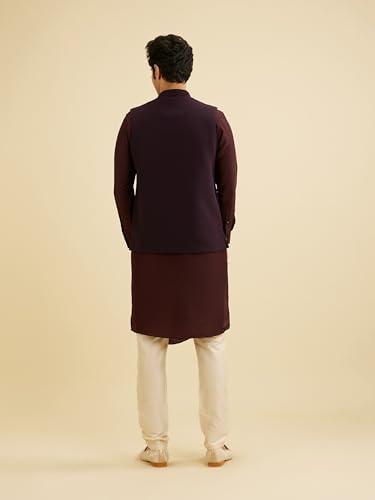 Image of Manyavar Men's Rayon Blend Textured Ethnic Jacket (1pc)