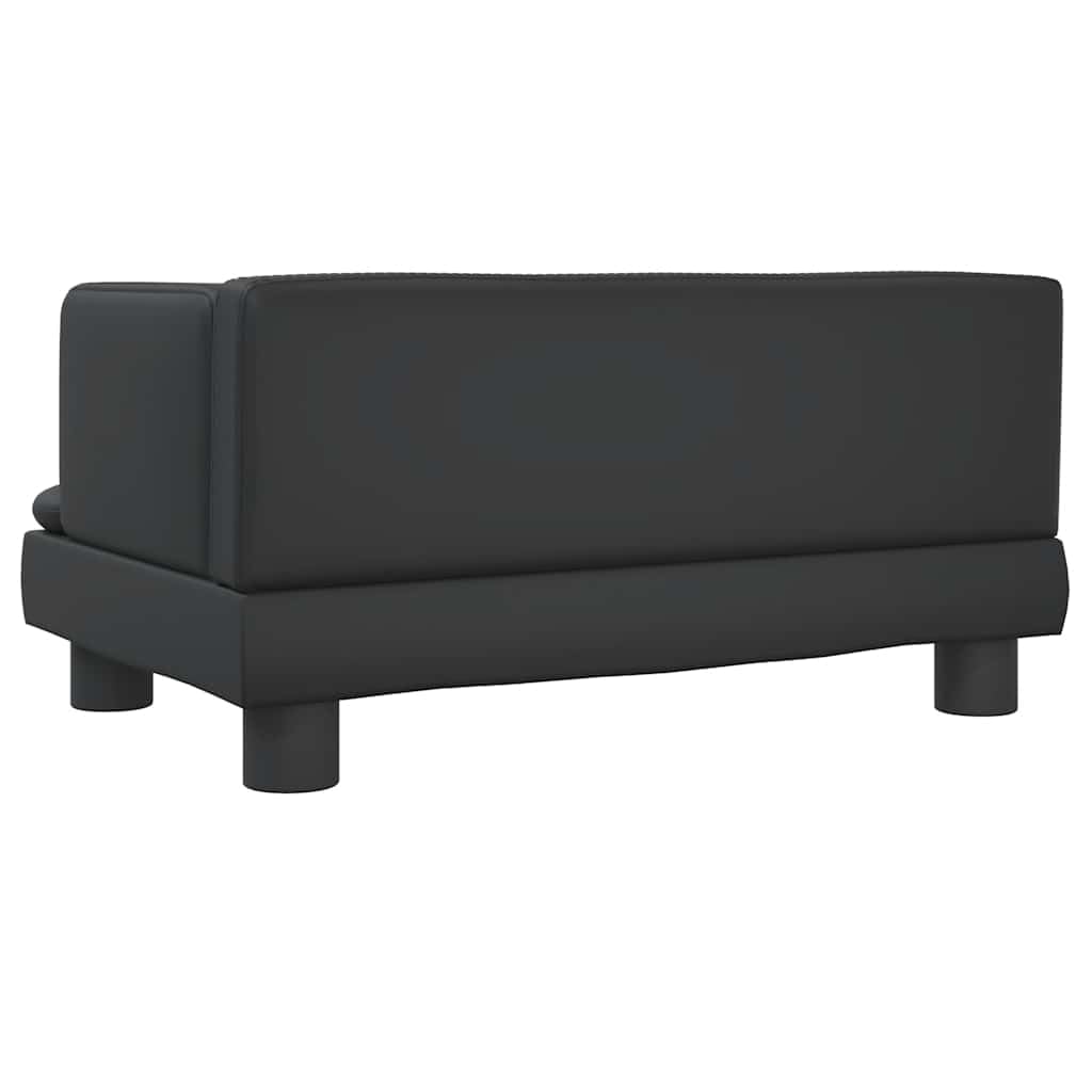 Sofa dziecięca czarna ze sztucznej skóry 60 x 40 x 30 cm z wyściółką piankową, lite drewno sosnowe, do pokoju dziecięcego, siedzenia, zabawy, porządku