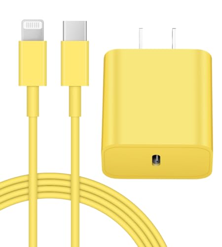 Image of iPhone 14 13 12 Fast Charger 20W PD USB C Wall Charger with 6FT Fast Charging Cable for iPhone 14 /14 Pro /14 Pro Max /14 Plus /13 /12 /11 /Pro /Pro Max /Mini /Xs Max /X, iPad - Yellow