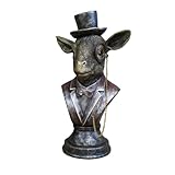 Dimensions : 35 x 27 x 15 cm Gifts Direct 2 U Statue d\'intérieur en résine de chèvre monocle - Décoration d\'intérieur - Buste en bronze - Grande taille