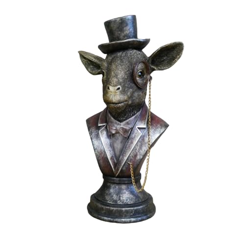 Gifts Direct 2 U Resin Goat Ornament Monocle Top Hat Home Decor Bronze Bust Indoor Statue Large