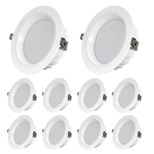 Downlight LED de aluminio con acabado deflector blanco, pack de 10 luminarias CRI 90+ 2