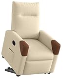 QJBSAVVA Relaxsessel mit elektrischer Aufstehhilfe Creme Stoff Manuelle Liegefunktion bis 135°...