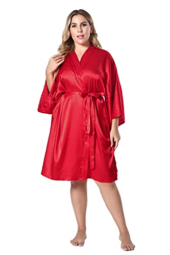 Image of EPLAZA Women Silky Satin Robe Wedding Bridal Party Bride Bridesmaid Robes Kimono Loungewear Dressing Gowns