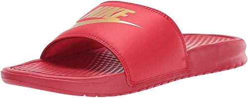 nike maroon and gold slides